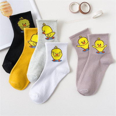 5 Paar süße Socken mit Cartoon-Ente für große Kinder