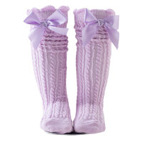 Baby baby princess bow breathable mesh stockings  Purple