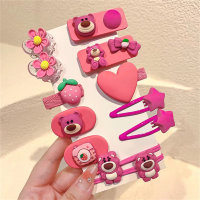 12-piece set, candy-colored sweet cartoon hair clips for children  Multicolor