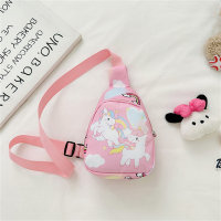 Children's chest bag cartoon print crossbody backpack  Pink