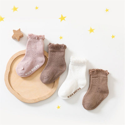 Baby Girl 100% Cotton Solid Color Ruffle Ankle Socks