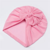 Baby solid color bow mesh turban hat  Pink