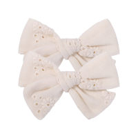 Toddler Girl 2-Piece Lace Bowknot Hair Clip  Apricot