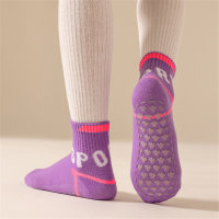 Toddler Girl Non-slip Candy Colored Floor Socks  Purple