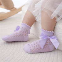 Calcetines de malla transpirable con bonito lazo para bebé  Púrpura
