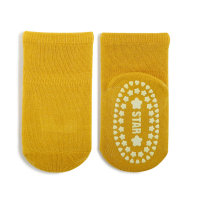 Chaussettes mi-tube antidérapantes à point de colle pour enfants, chaussettes de sol assorties  Jaune