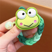Children's cartoon colorful braided thick hair rope  Green