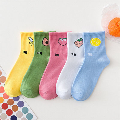 5 paires de chaussettes mignonnes à fruits pour grands enfants