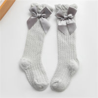 Chaussettes mi-mollet avec nœud couleur bonbon pour bébé, été  gris