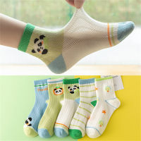 5 pairs, cute summer dinosaur bear car socks  أخضر