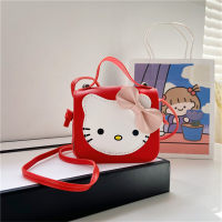 حقيبة كتف صغيرة متقاطعة مع الجسم للأطفال على شكل قطة لطيفة  أحمر