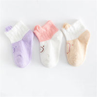 3 pares, calcetines de animales lindos de dibujos animados de bebé recién nacido  Rosado