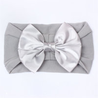 Baby Pure Cotton Solid Color Bowknot Decor Headwrap  Gray