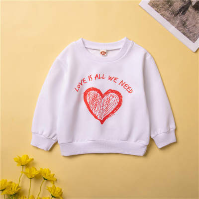 Toddler Girl Valentine's Day Letter and Heart Printed Sweatshirt