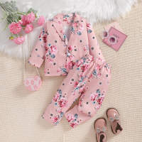 2-piece Toddler Girl Flower Print suit  Pink