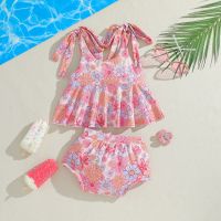 Summer baby suit baby print suspender top shorts two piece suit  Pink