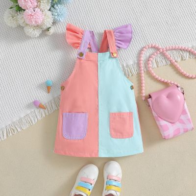 Falda con tirantes para niñas de verano, falda a juego de colores a la moda para bebés