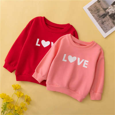 Toddler Girl Pure Cotton Valentine's Day Letter Printed Sweatshirt