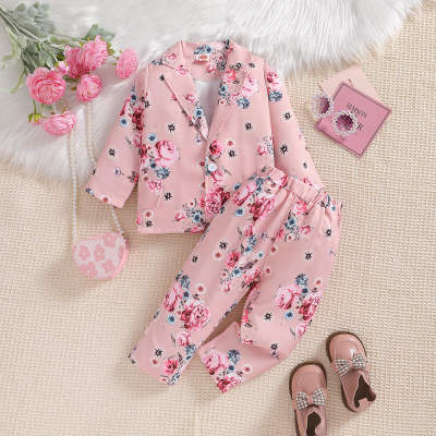 2-piece Toddler Girl Flower Print suit