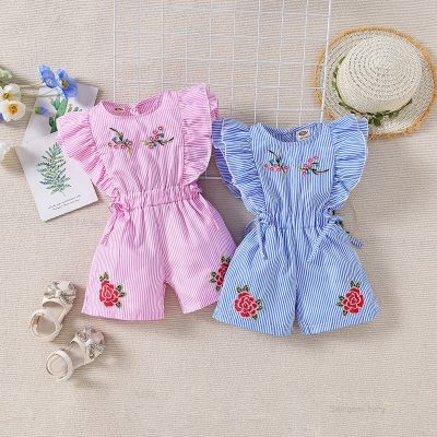 Summer girls jumpsuit baby striped pants
