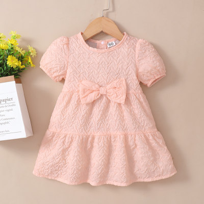 Baby Girl  Sweet Solid Colour Bowknot  Dress