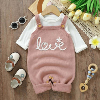 Baby knitted solid color sling one-piece romper
