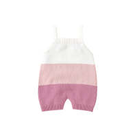 Baby pure cotton soft striped sling one-piece romper  Pink