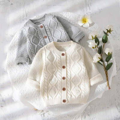 Baby Solid Color Long Sleeve Sweater Cardigan