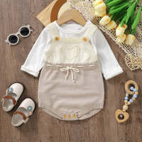 Baby knitted sling love one-piece romper  White