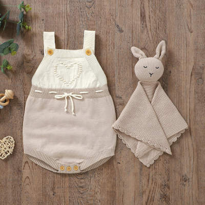 Baby knitted sling love one-piece romper