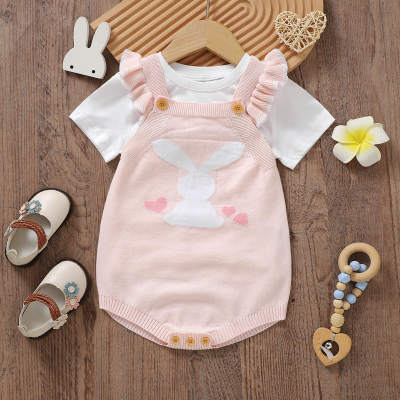 Baby Rabbit Jacquard Knitted Sling Triangle Romper