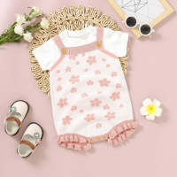 Summer cute small flower cotton soft baby one-piece romper  Pink