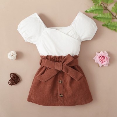 Toddler Girl Sweet Eleguard Asymmetric T-shirt & Skirt