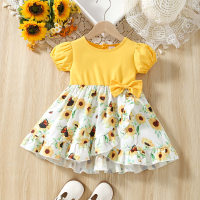 sunflower bow dress  Yellow