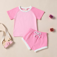 Conjunto blusa manga + calça emendada  Rosa