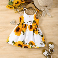 Sunflower suspender skirt  White