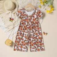 Flower and Butterfly Jumpsuit  Khaki