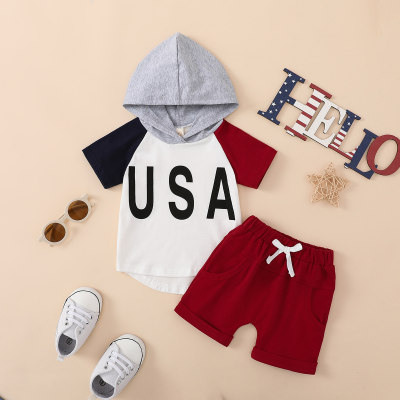 USA letter hooded color matching suit