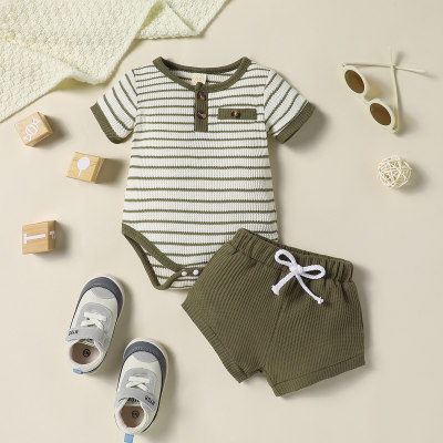 Striped open-chested romper + pants set