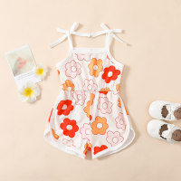 Small floral suspender jumpsuit  White