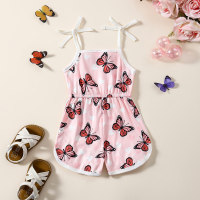 suspender butterfly jumpsuit  Pink