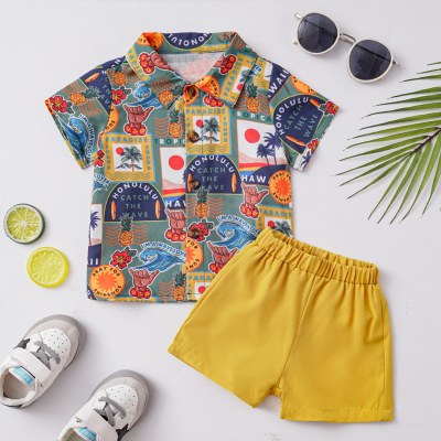 Baby Boy 2 Pieces Vacation Tropical Pattern Shirt & Shorts