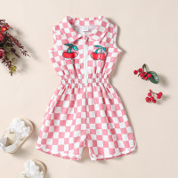 Cherry plaid sleeveless jumpsuit  Pink