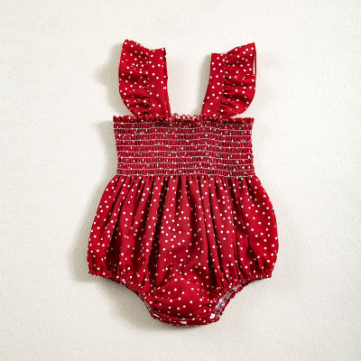 Novo verão roupas infantis bebê sem mangas polka dot macacão bebê menina estilingue de uma peça