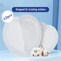 12pcs disposable maternity supplies, lightweight, breathable, three-dimensional anti-overflow breast pads  White