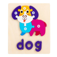 Kit puzzle educativo per bambini in legno con animali e lettere  Multicolore