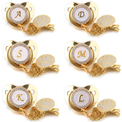 Baby Gold color Letter Pattern Appeasing Pacifier Chain