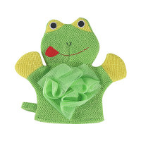 منشفة حمام للأطفال بتصميم جديد كرتوني لطيف مع قفازات حمام مزدوجة الأغراض على شكل زهرة الحمام  أخضر