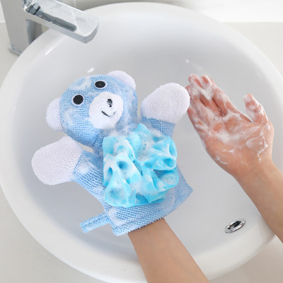 Asciugamano da bagno per bambini nuovo stile simpatico cartone animato con guanti da bagno a doppio uso con fiori da bagno