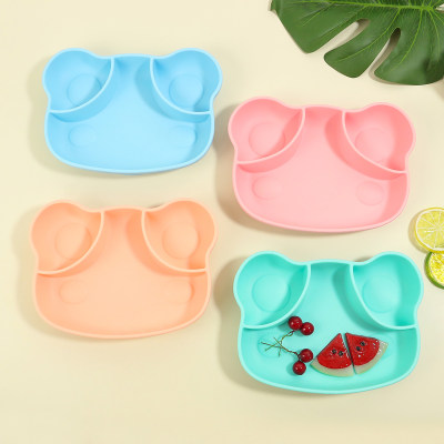Baby silica gel frog plate suction cup baby supplementary food bowl children eating divided cartoon bowl